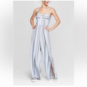 Xhilaration Striped Grey, Blue and White Jumpsuit Dress. Sz XS. EUC